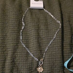 Francesca's Collections Silver Necklace with Gold Pendant